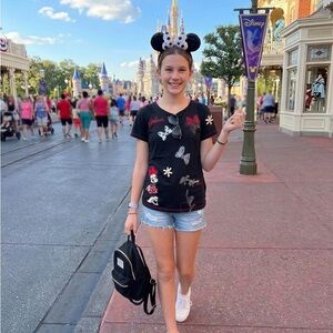 Disney Black Tee with Colorful and blinged out Mickey Mouse Designs